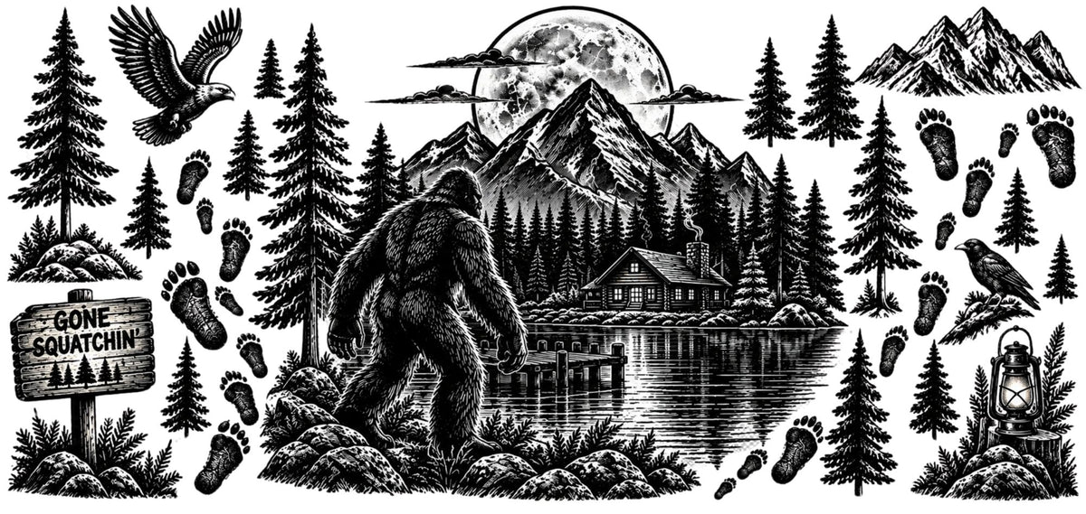 Cabin and Pine Trees