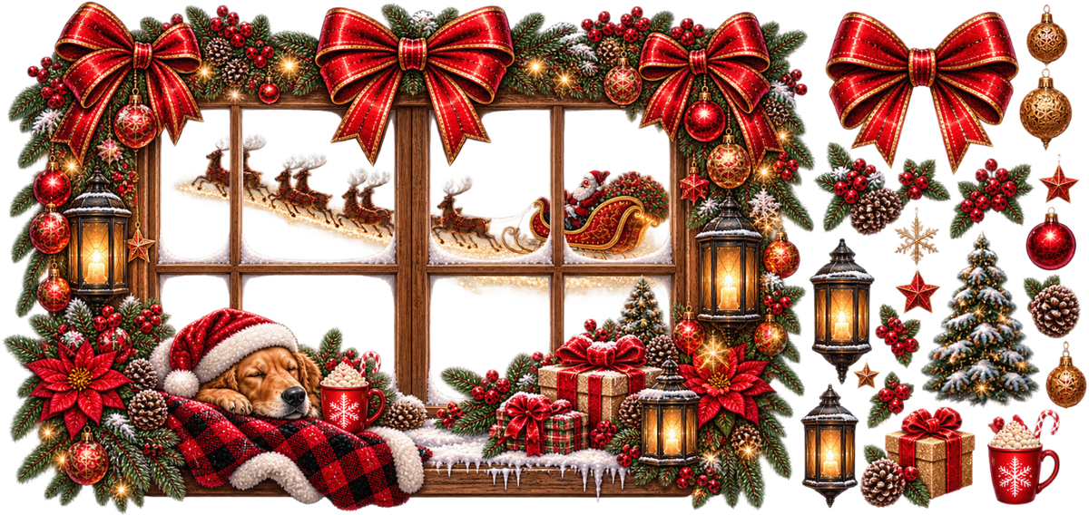 Christmas Ribbon Dog
