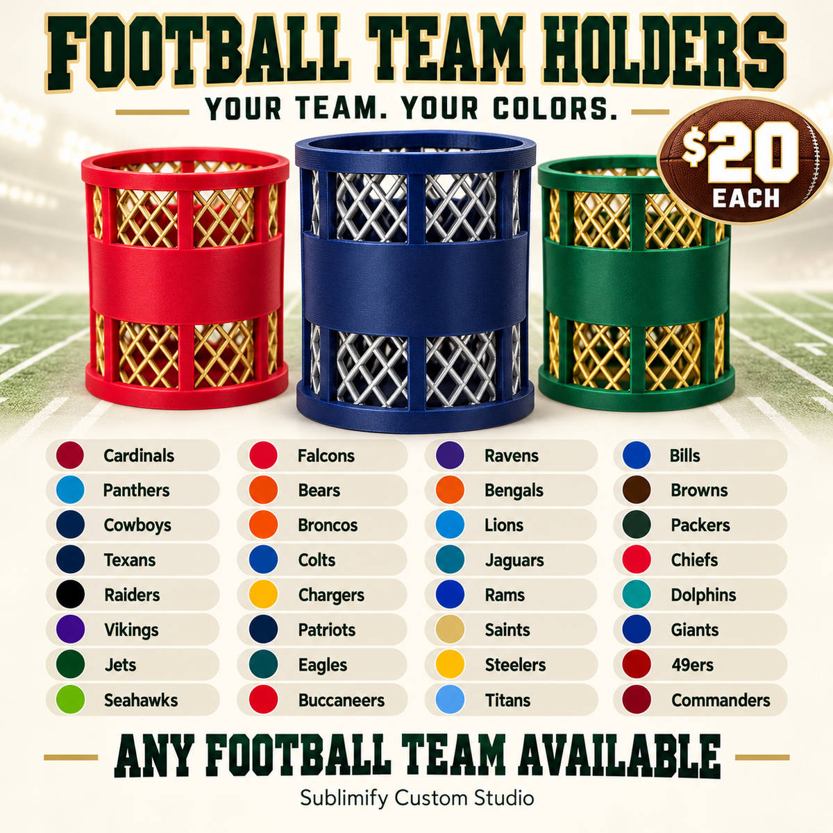 Custom Football Team Holder