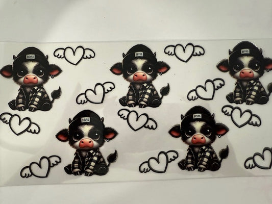 Miniature cow - Black checkers and beanies