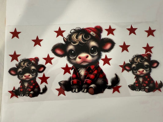 Miniature cow - red checkers and beanies