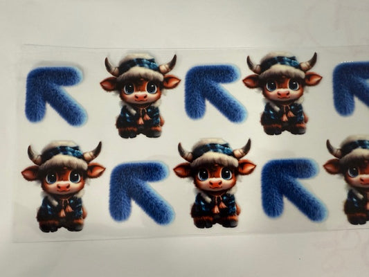 Miniature cow - Blue checkers and Blue Arrows
