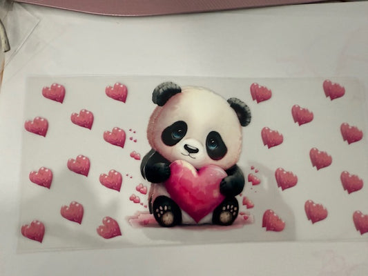 Panda Bear and Pink Hearts