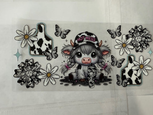 highland cow - Hot mess black and white