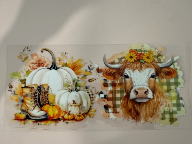 Fall Cow - Boots and Pumpkin