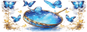 Magical cauldron with butterflies