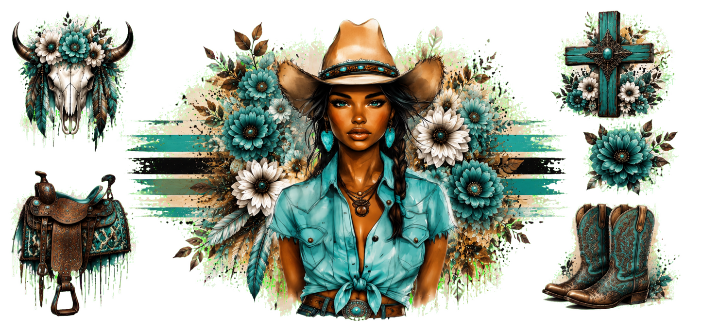 Turquoise Floral Western Cowgirl