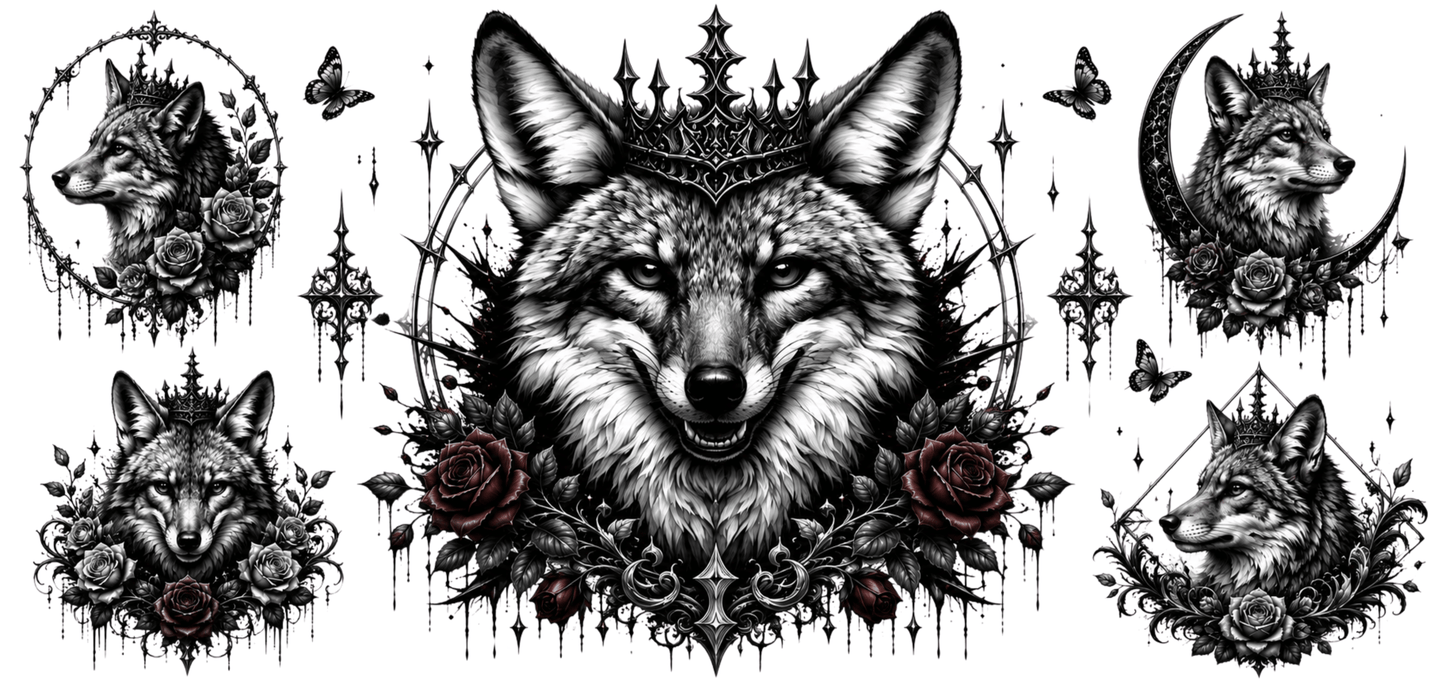 Wolf with Red Rose