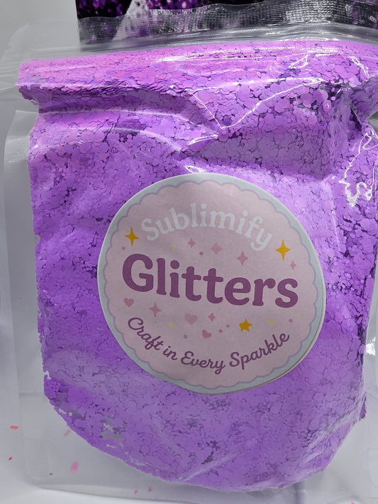 Icy Iris purple glitter in a Sublimify Glitters resealable bag