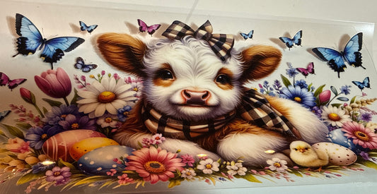 Floral Cow with Buttlerflies- Easter