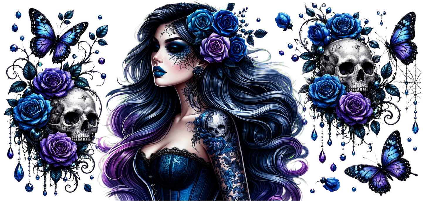 Blue Woman Gothic Cobalt Skull