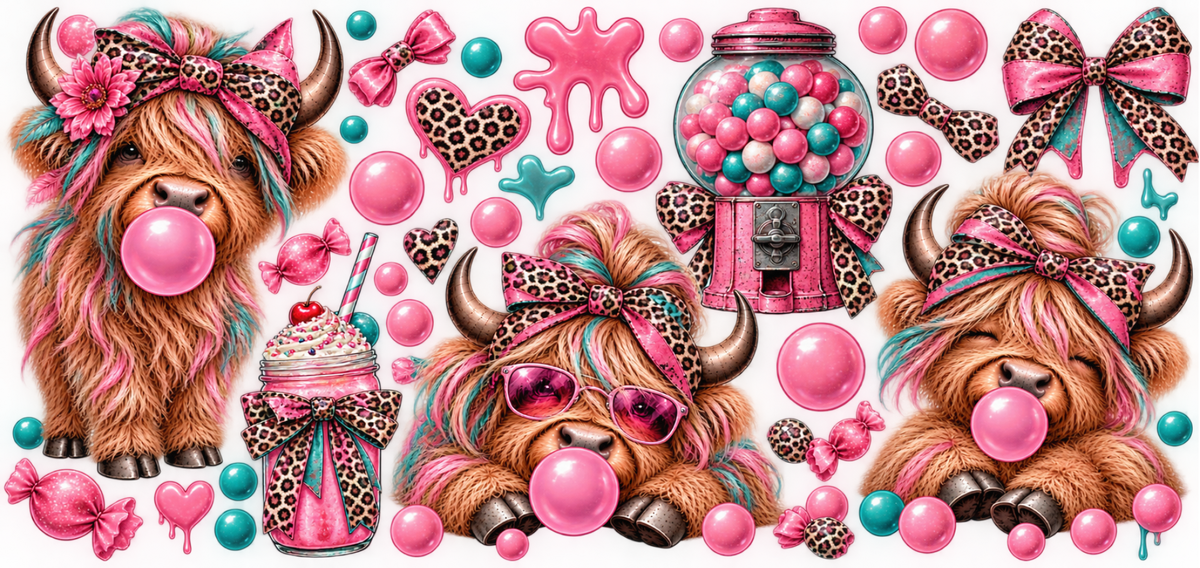 Bubble Blue Pink Cow