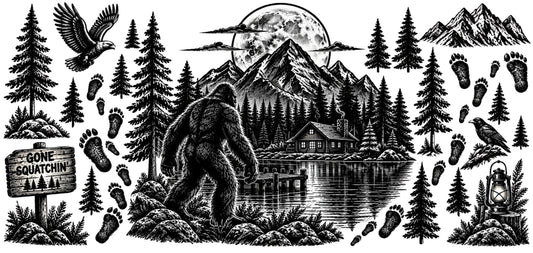 Cabin and Pine Trees