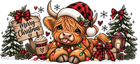 Cute tongue highland cow