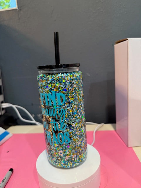 16oz  Glass Snow Globe cups