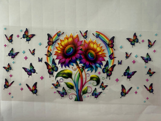 Flowers and Colorful Butterflies