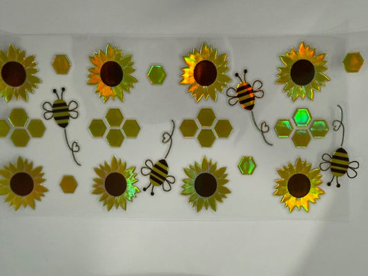 Bees pattern and sunflower