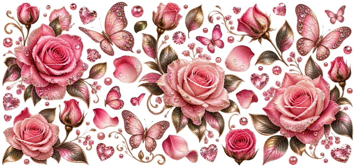 Roses and Pink Butterfly