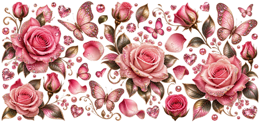 Roses and Pink Butterfly