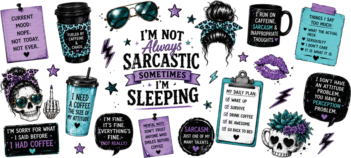 Sarcastic mom wrap purple teal