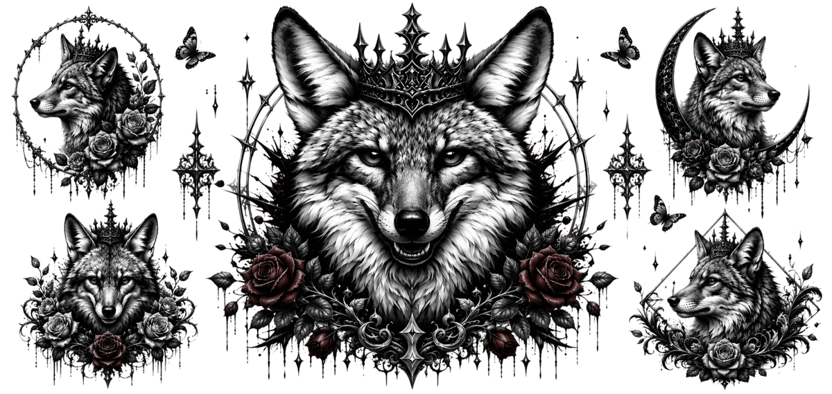 Wolf with Red Rose