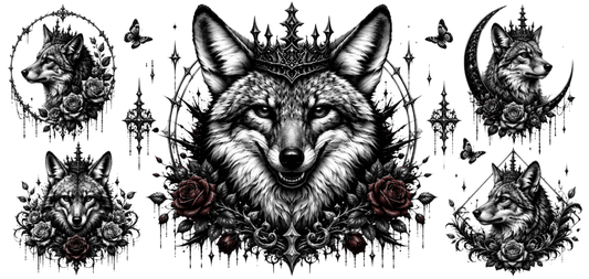 Wolf with Red Rose